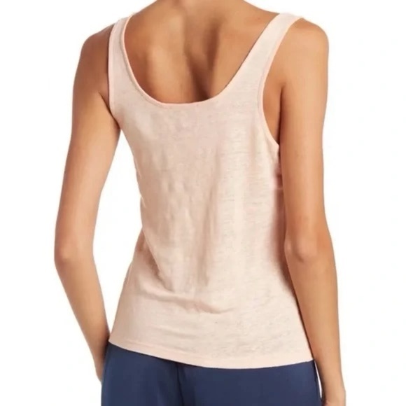Vince Scoop Linen Blend Tank Top Coral - Picture 2 of 7
